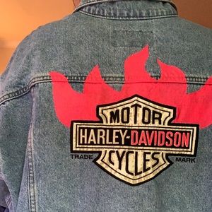 VINTAGE Harley Davidson Trucker Denim Jacket XL